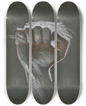 Triptych art skateboard deck of Edwin Austin Abbey Sketch Of Twohands_1 by Edwin Austin Abbey (1852-1911)