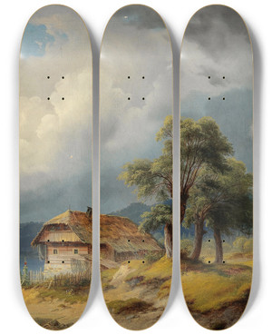Triptych art skateboard deck of Markus Pernhart St Ruprecht Near Klagenfurt Lake Wrthersee A Fishing Hut by Markus Pernhart (1824-1871) Triptych art skateboard deck of Markus Pernhart St Ruprecht Near Klagenfurt Lake Wrthersee A Fishing Hut by Markus Pernhart (1824-1871)