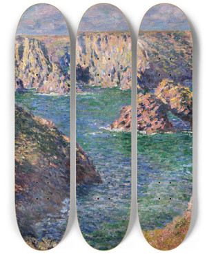 Triptych art skateboard deck of Claude Monet Portdomoisbelleisle by Claude Monet (1840-1926)
