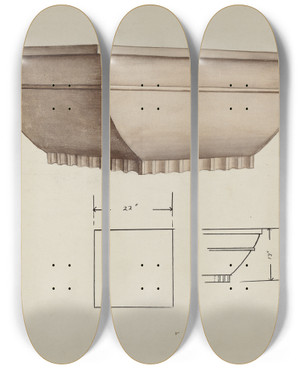 Triptych art skateboard deck of Charles Goodwin Urn Design_3 by Charles Goodwin