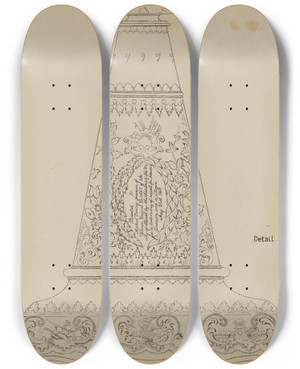 Triptych art skateboard deck of Samuel O Klein Firemans Trumpet by Samuel O Klein