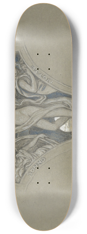 Elihu Vedder - Study for Luna andAttendants 8.25 inch art skate deck