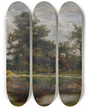 Triptych art skateboard deck of Eduardo Svori Landscape by Eduardo Sivori (1847-1918)