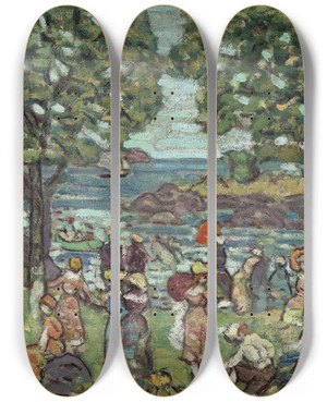 Triptych art skateboard deck of Maurice Prendergast Salem Cove by Maurice Prendergast (1858-1924)