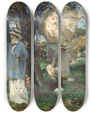 Triptych art skateboard deck of John Singer Sargent The Sketchers by John Singer Sargent (1856-1925)