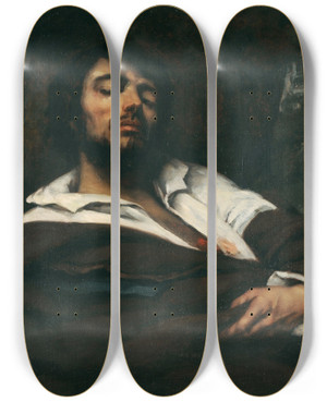 Triptych art skateboard deck of Gustave Courbet Der Verwundete by Gustave Courbet (1819-1877)