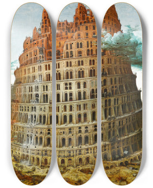 Triptych art skateboard deck of Pieter Bruegel The Elder The Tower Of Babel by Pieter Bruegel The Elder (1525-1569) Triptych art skateboard deck of Pieter Bruegel The Elder The Tower Of Babel by Pieter Bruegel The Elder (1525-1569)