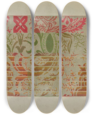 Triptych art skateboard deck of Arthur G Merkley Carpet_1 by Arthur G Merkley
