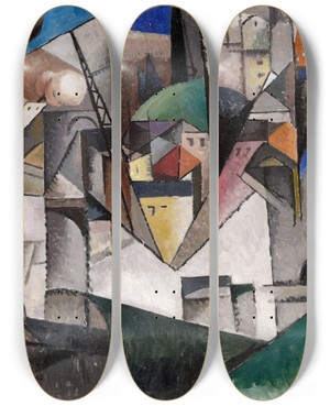 Triptych art skateboard deck of Albert Gleizes Landscape by Albert Gleizes (1881-1953)