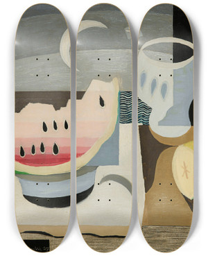 Triptych art skateboard deck of Louis Marcoussis La Tranche De Pastque by Louis Marcoussis (1883-1941)