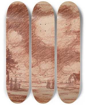 Triptych art skateboard deck of Jakob Smits Solitary Farmes by Jakob Smits (1855-1928) Triptych art skateboard deck of Jakob Smits Solitary Farmes by Jakob Smits (1855-1928)