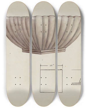 Triptych art skateboard deck of Charles Goodwin Urn Design_2 by Charles Goodwin