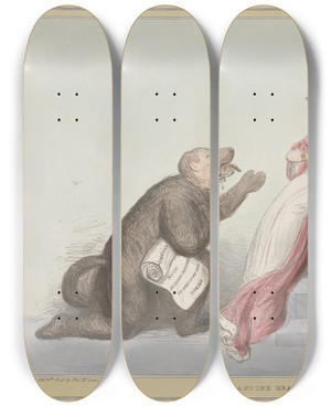 Triptych art skateboard deck of John Doyle Beauty And The Beast by John Doyle (1939)