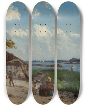 Triptych art skateboard deck of Frederick Rondel Pine Island New York by Frederick Rondel (1826-1892) Triptych art skateboard deck of Frederick Rondel Pine Island New York by Frederick Rondel (1826-1892)