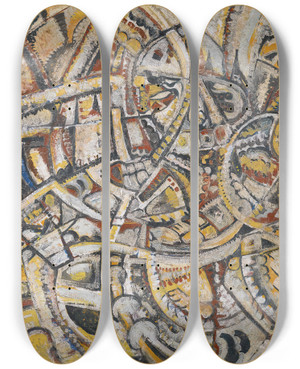 Triptych art skateboard deck of Jules Schmalzigaug Composition Futuriste by Jules Schmalzigaug (1882-1917)