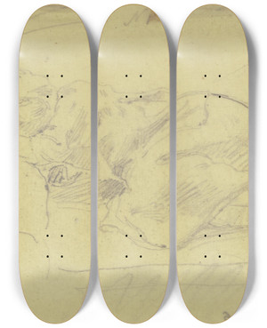 Triptych art skateboard deck of Philipp Rumpf Sleeping Girl by Philipp Rumpf (1821-1896)