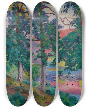 Triptych art skateboard deck of Armand Guillaumin Paysage De La Creuse_2 by Armand Guillaumin (1841-1927)
