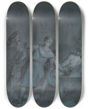 Triptych art skateboard deck of Jean Antoine Verschaeren David Sparing The Life Of Saul by Jean Antoine Verschaeren (1803-1863)