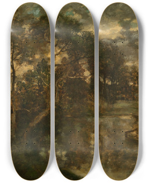 Triptych art skateboard deck of Joseph Lies Landscape_1 by Joseph Lies (1821-1865)