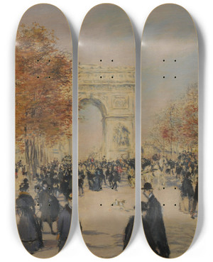 Triptych art skateboard deck of Jean Franois Raffalli Les Champslyses_2 by Jean Francois Raffaelli (1850-1924)