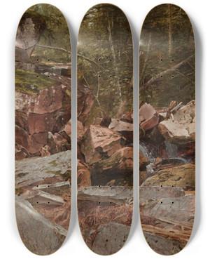 Triptych art skateboard deck of David Johnson Study North Conway New Hampshire by David Johnson (1827-1908)