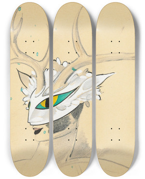 Triptych art skateboard deck of Sergey Chekhonin Headdress Design_2 by Sergey Chekhonin (1878-1936)