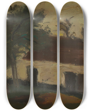 Triptych art skateboard deck of Gustave De Smet Stable by Gustave De Smet (1877-1943)