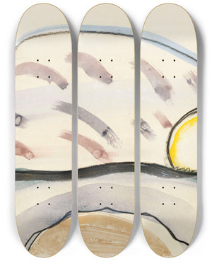 Triptych art skateboard deck of Arthur Dove Study For Sun And Moon by Arthur Dove (1880-1946)