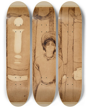 Triptych art skateboard deck of Edvard Munch Summernight The Voice_2 by Edvard Munch (1863-1944)