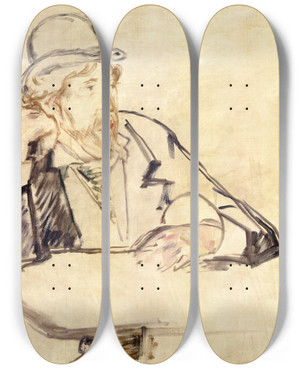 Triptych art skateboard deck of Douard Manet George Moore 18521933 At The Caf by douard Manet (1832-1883)