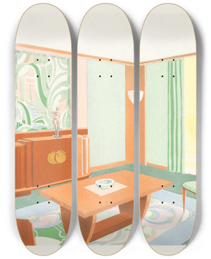 Triptych art skateboard deck of G Saddier Salle Manger by G Saddier