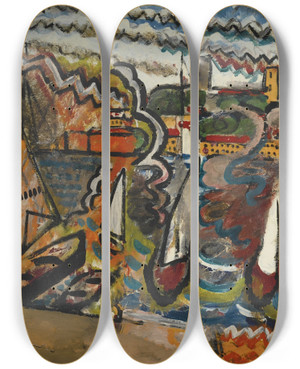 Triptych art skateboard deck of Francis Picabia Le Port by Francis Picabia (1879-1953) Triptych art skateboard deck of Francis Picabia Le Port by Francis Picabia (1879-1953)