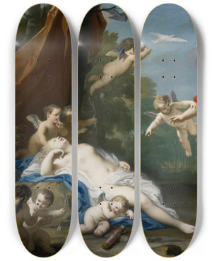Triptych art skateboard deck of Jacopo Amigoni Venus And Adonis_2 by Jacopo Amigoni (1682-1752)