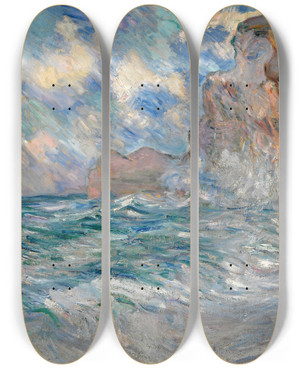 Triptych art skateboard deck of Lilla Cabot Perry Cliffs At Etretat by Lilla Cabot Perry (1848-1933)