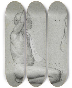 Triptych art skateboard deck of Frederic Leighton Nude Child by Frederic Leighton (1830-1896)