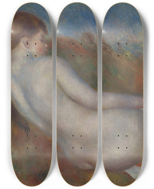 Triptych art skateboard deck of Pierreauguste Renoir Reclining Nude by Pierre-Auguste Renoir (1841-1919)