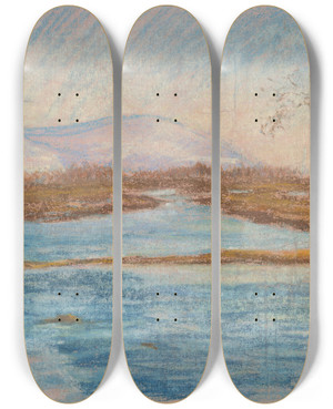 Triptych art skateboard deck of Ladislav Mednynszky Winter Landscape_1 by Ladislav Mednyanszky (1852-1919)