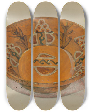 Triptych art skateboard deck of Hyman Pearlman Pa German Bowl by Hyman Pearlman