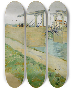 Triptych art skateboard deck of Vincent Van Gogh The Langlois Bridge_2 by Vincent van Gogh (1853-1890)