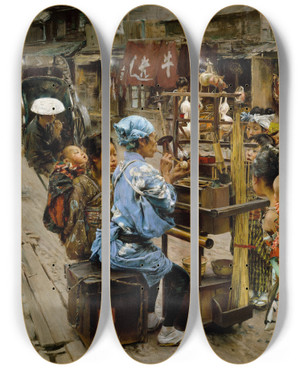 Triptych art skateboard deck of Robert Frederick Blum The Ameya by Robert Frederick Blum (1857-1903)