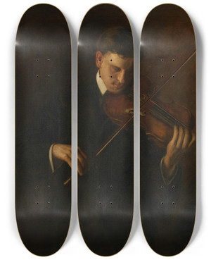 Triptych art skateboard deck of Thomas Eakins Music by Thomas Eakins (1844-1916)
