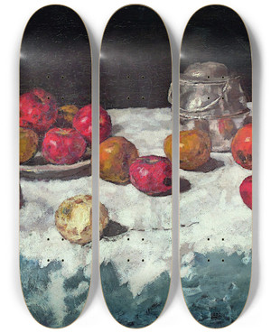 Triptych art skateboard deck of Carl Schuch Still Life With Apples by Carl Schuch (1846-1903)