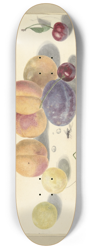 Elisabeth Geertruida van de Kasteele - Perziken, pruimen, kersen en twee insecten, after Michiel van Huysum 8.25 inch art skate deck