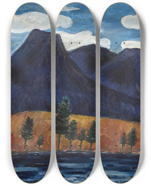 Triptych art skateboard deck of Marsden Hartley Blue Landscape by Marsden Hartley (1877-1943)