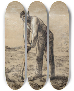 Triptych art skateboard deck of Jeanfranois Millet Man With A Hoe_2 by Jean-Franois Millet (1814-1875) Triptych art skateboard deck of Jeanfranois Millet Man With A Hoe_2 by Jean-Franois Millet (1814-1875)