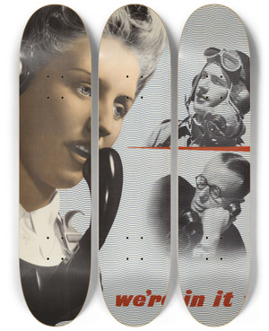 Triptych art skateboard deck of Frederick Henri Kay Henrion Were In It Together by Frederick Henri Kay Henrion (1914-1990)