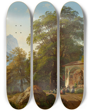 Triptych art skateboard deck of Josef Hger Waldkapelle by Josef Hoger (1801-1877)
