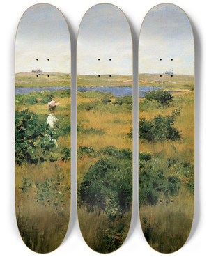 Triptych art skateboard deck of William Merritt Chase Summer At Shinnecock Hills by William Merritt Chase (1849-1916)