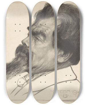 Triptych art skateboard deck of Chris Lebeau Portret Van Jan Toorop by Chris Lebeau (1878-1945)