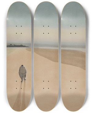 Triptych art skateboard deck of Lon Spilliaert La Dmocratie En Marche by Leon Spilliaert (1881-1946)